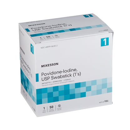 McKesson Impregnated Swabstick, 10% Strength, Povidone Iodine, Individual Packet
