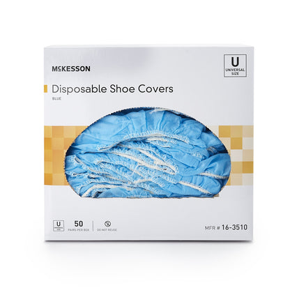 McKesson Shoe Cover, One Size Fits Most Shoe, High, Non-Skid Sole, Blue