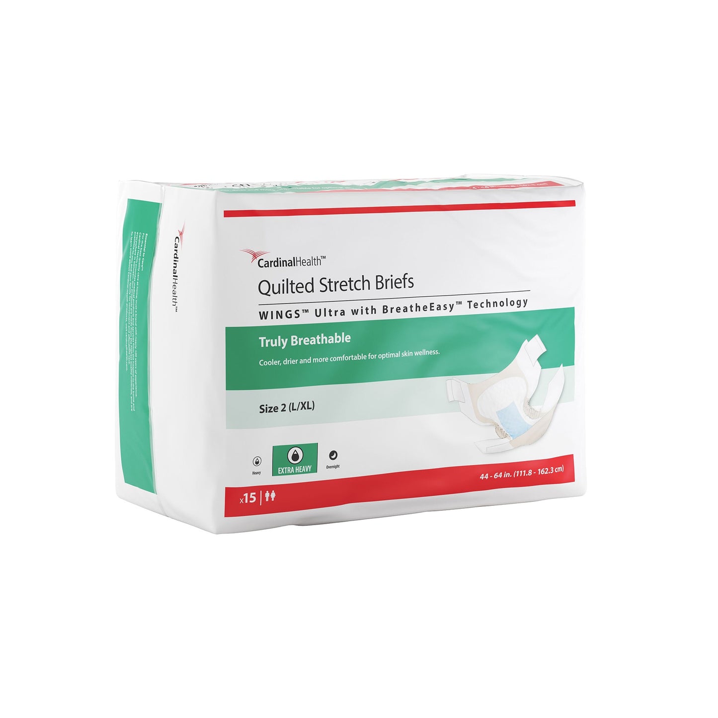 Incontinence Brief Wings™ Ultra Size 2 Unisex Disposable Heavy Absorbency