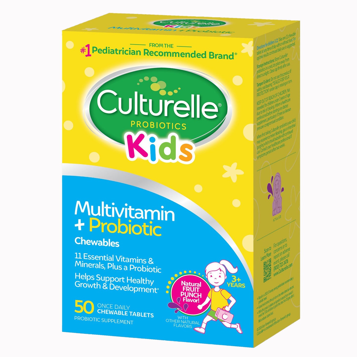 Culturelle® Kids Multivitamin + Probiotic Chewable Tablets Natural Fruit Punch