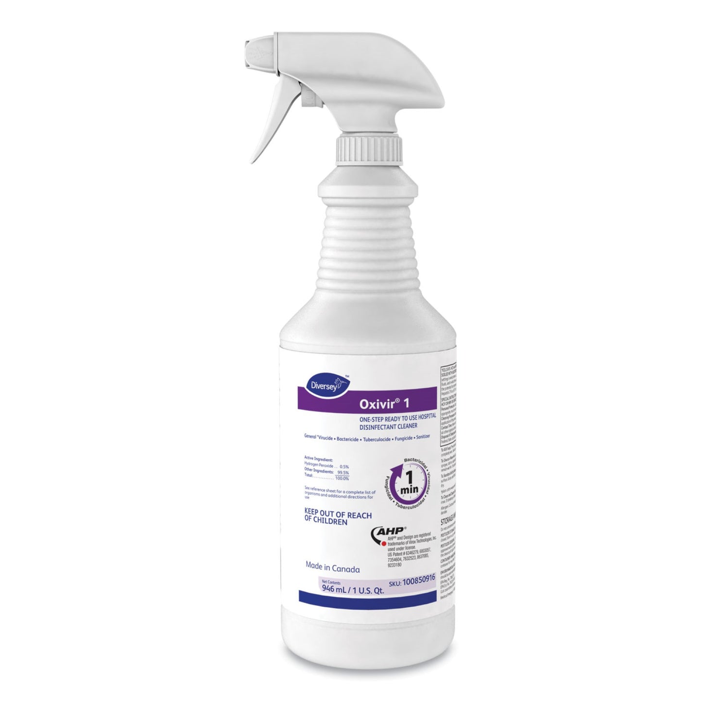 Oxivir® 1 RTU Surface Disinfectant Cleaner, Spray Bottle, 1 qt.