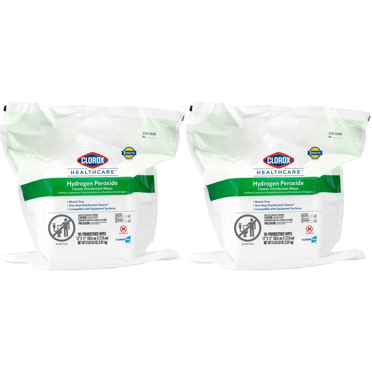 Clorox Healthcare® Hydrogen Peroxide Cleaner Disinfectant Wipes, Refill Pouch
