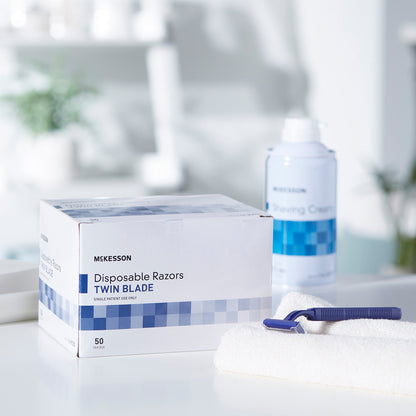 McKesson Twin-Blade Disposable Razor, Blue