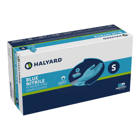Halyard 53101 Blue Nitrile Exam Glove, Small