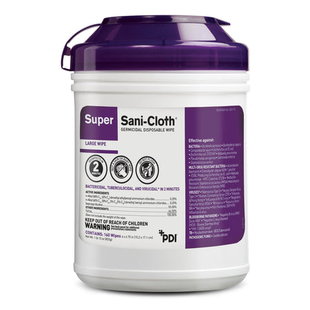 Super Sani-Cloth Large Germicidal Disinfectant Wipes, Canister, 160 ct. by Professional Disposables Inc product image