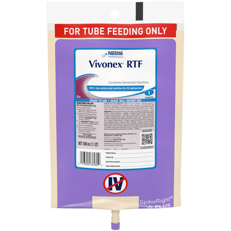 Nestle Healthcare Nutrition 1.00439E+13 Vivonex RTF Tube Feeding Formula, 33.8 oz. Bag