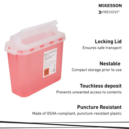 McKesson Prevent® Two-Piece Sharps Container, 5.4 Quart, 11 x 12 x 4-3/4 Inch