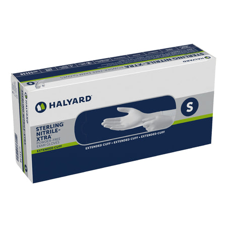 Halyard 53138 Sterling-Xtra Nitrile Extended Cuff Length Exam Glove, Small, Gray