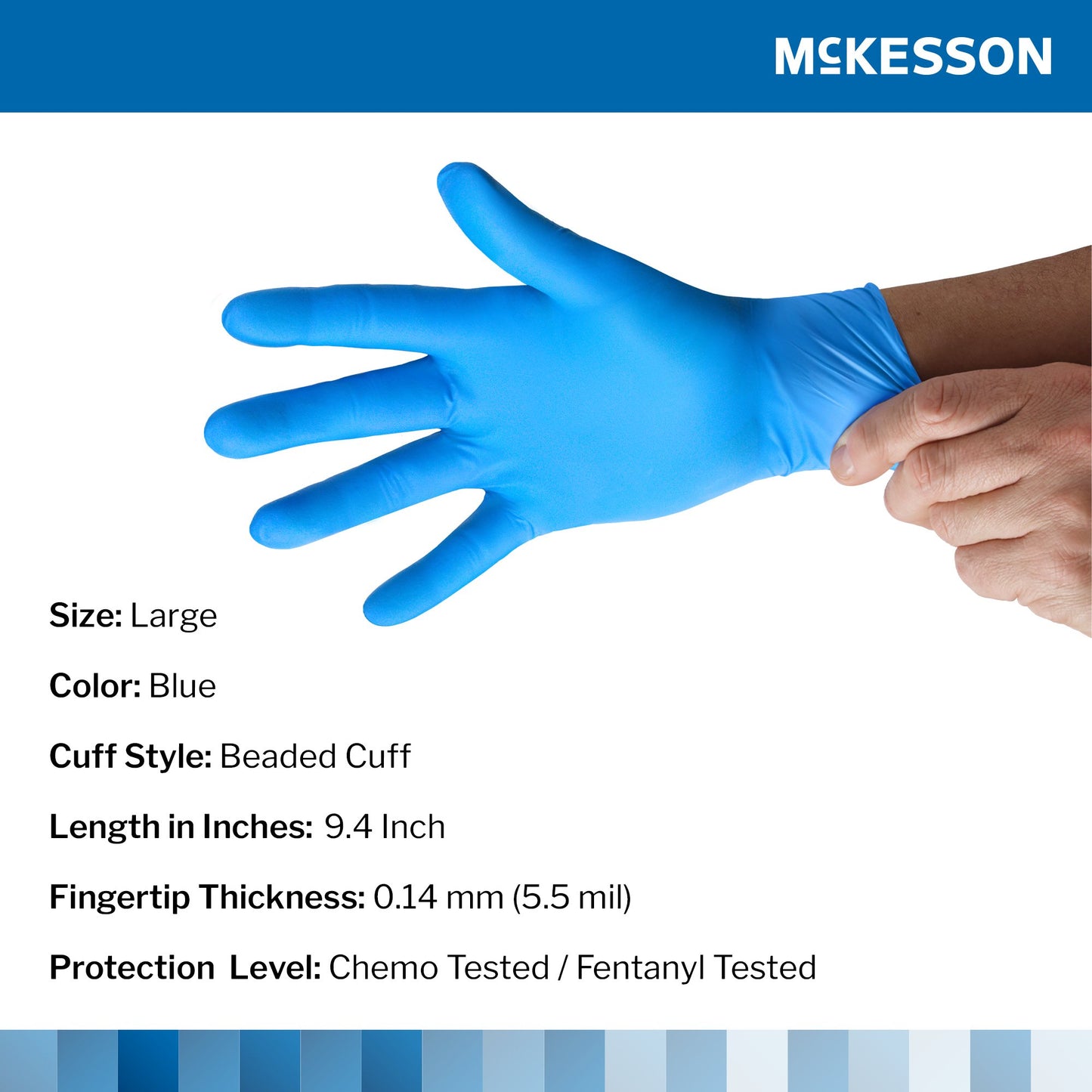 McKesson Confiderm® 6.8C Nitrile Exam Glove, Large, Blue