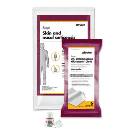 Sage 9012 Skin and Nasal Prep Kit Sage Nose To Toes Soft Pack 2% / 5% Strength CHG