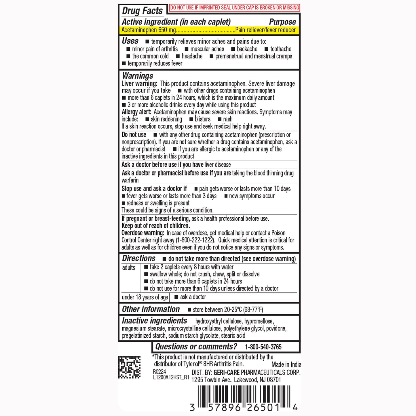 Geri-Care® Acetaminophen Pain Relief