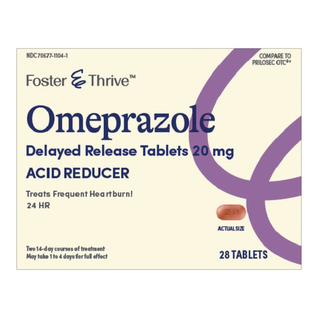 McKesson 70677110401 Foster & Thrive Omeprazole 20 mg Delayed Release Tablets