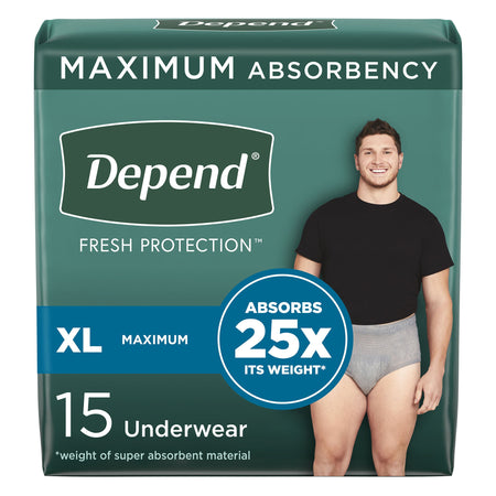 Kimberly-Clark 47930 Depend Fresh Protection Men's Maximum Absorbency Underwear, X-Large