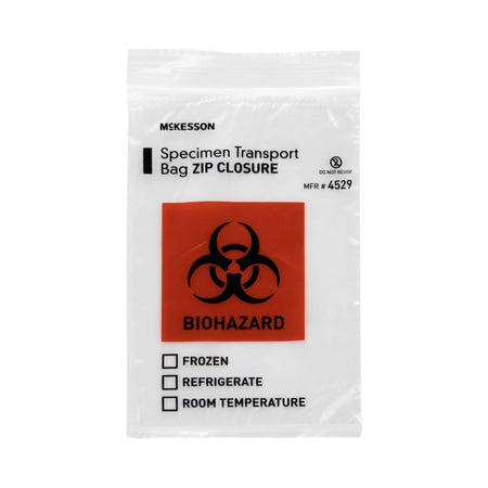 McKesson 4529 Specimen Transport Bag, Zip Closure, 6 x 9 Inch