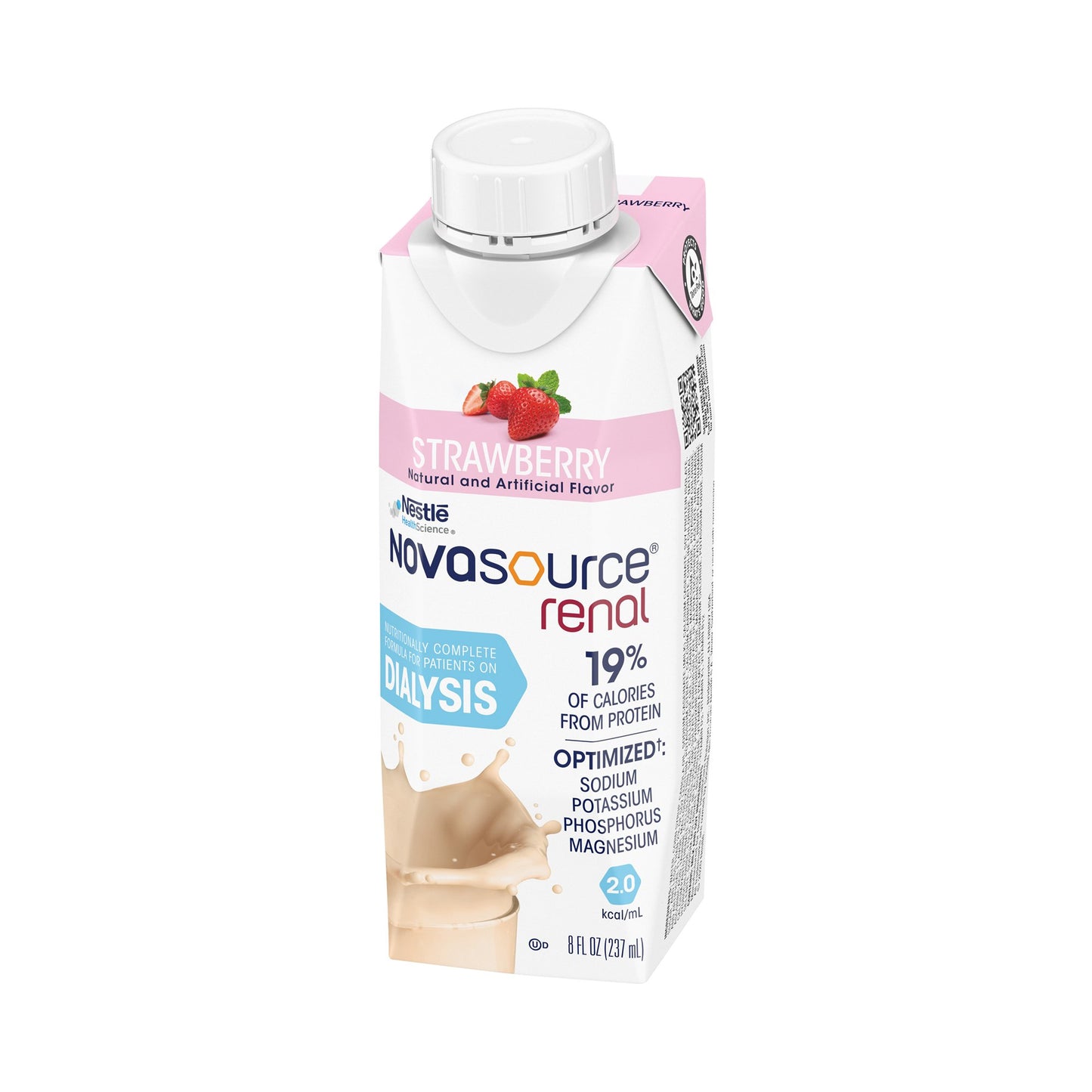 Novasource® Renal Strawberry Formula for Patients on Dialysis, 8-ounce carton