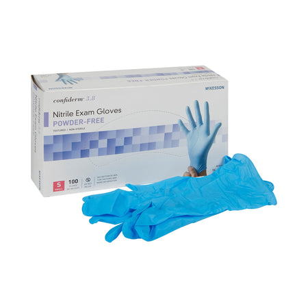 McKesson 921610 Confiderm 3.8 Nitrile Exam Glove, Small, Blue