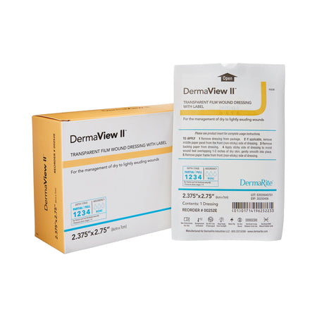DermaRite 00252E DermaView II Transparent Film Dressing, 6 x 7 Centimeter