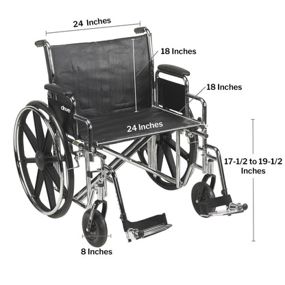 McKesson Bariatric Wheelchair, 24-Inch Seat Width