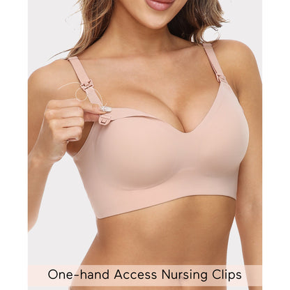 Nursing Bra Momcozy 34 to 36 Inch Chest Medium Beige Back Hook and Eye Closure