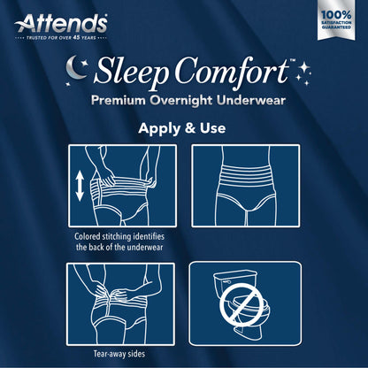Attends® Sleep Comfort Premium Overnight Underwear, 2X-Large, 68 – 80 Inches