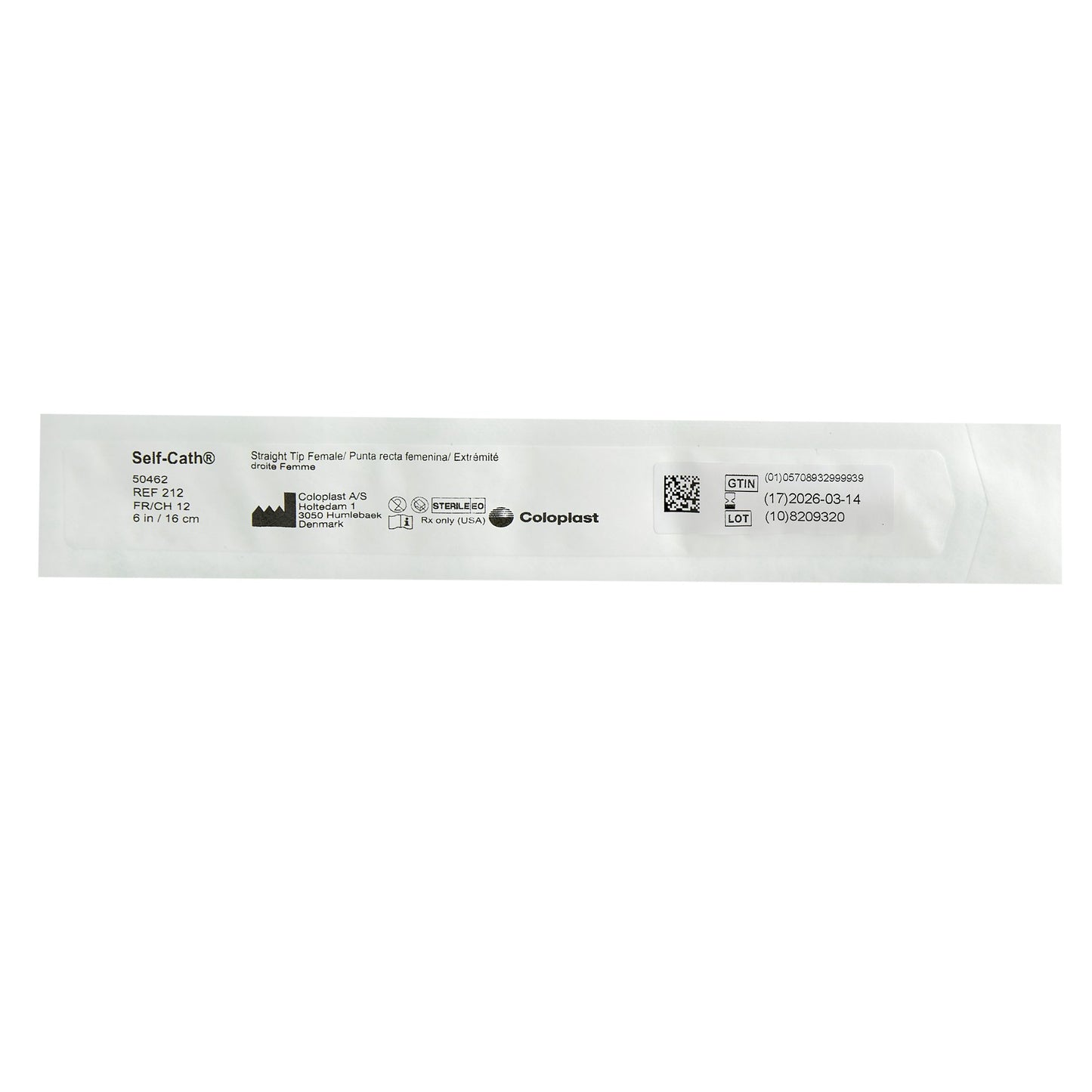 Self-Cath® Female Urethral Catheter, 12 Fr, Straight Tip