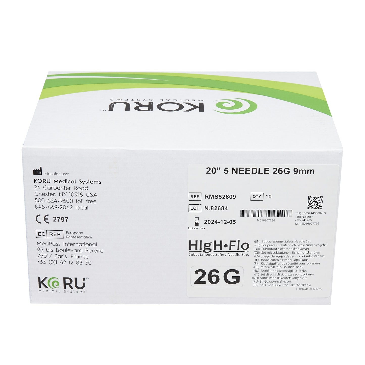 Sub-Q Infusion Set HIgH-Flo™5 5 X 26 Gauge 9 mm 20 Inch Tubing Without Port
