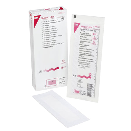 Solventum 3571 3M Medipore + Pad Soft Cloth Adhesive Dressing, 3½ x 10 Inch