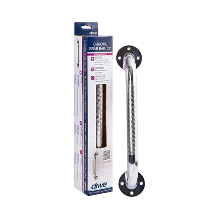 drive™ Chrome Knurled Grab Bar, 12 Inch