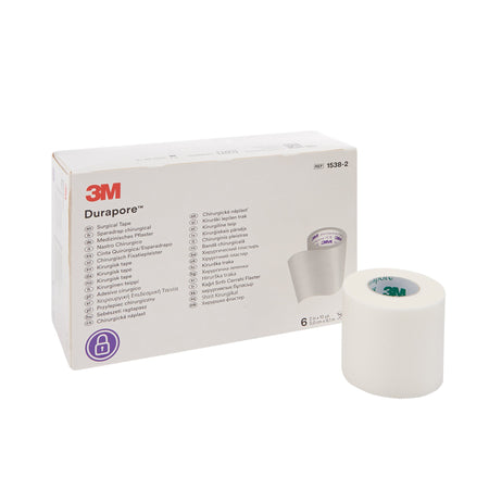 Solventum 1538-2 3M Durapore Silk-Like Cloth Medical Tape, 2 Inch x 10 Yard, White