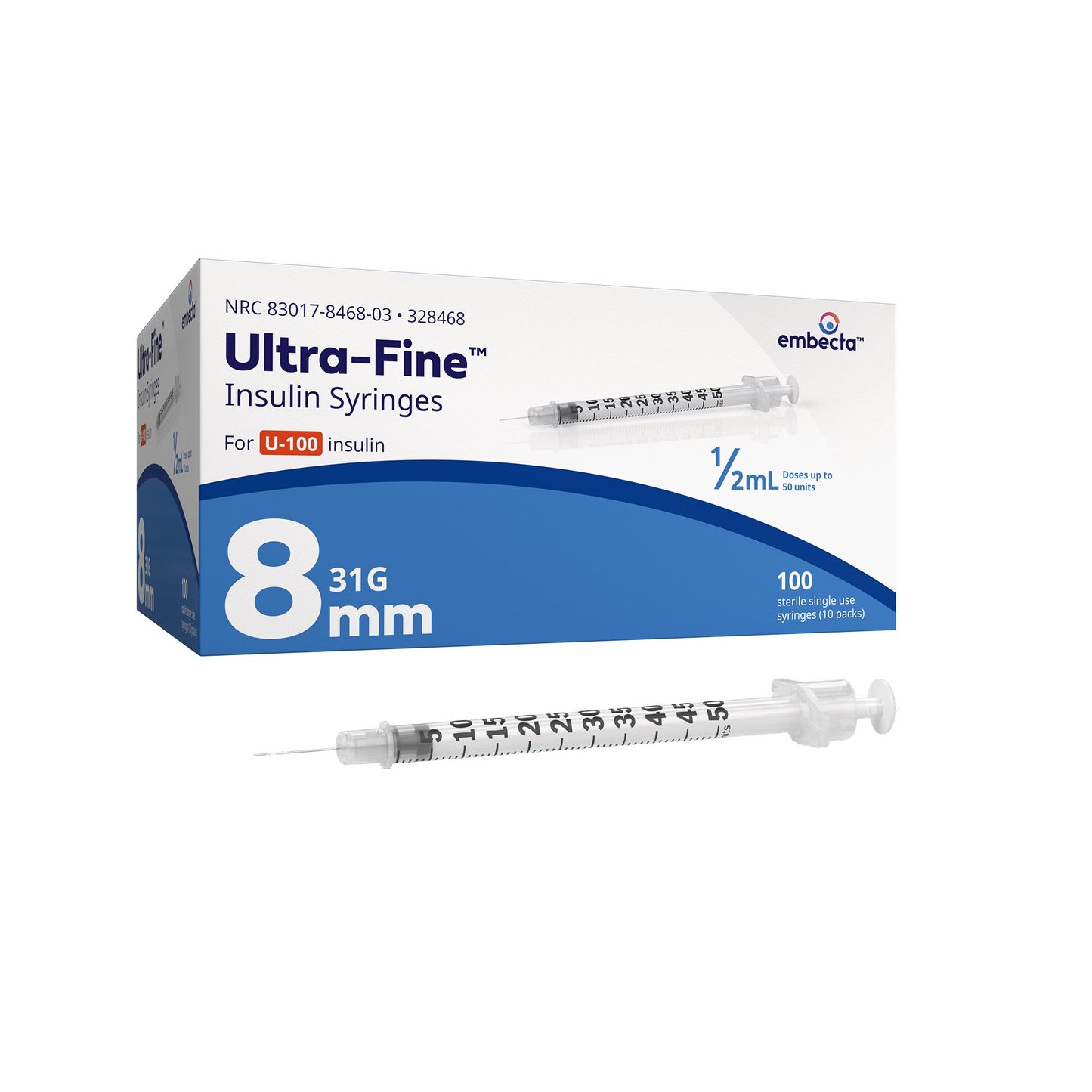 Standard Insulin Syringe with Needle Ultra-Fine™ Lo-Dose™ 0.5 mL 5/16 Inch 31 Gauge NonSafety Regular Wall