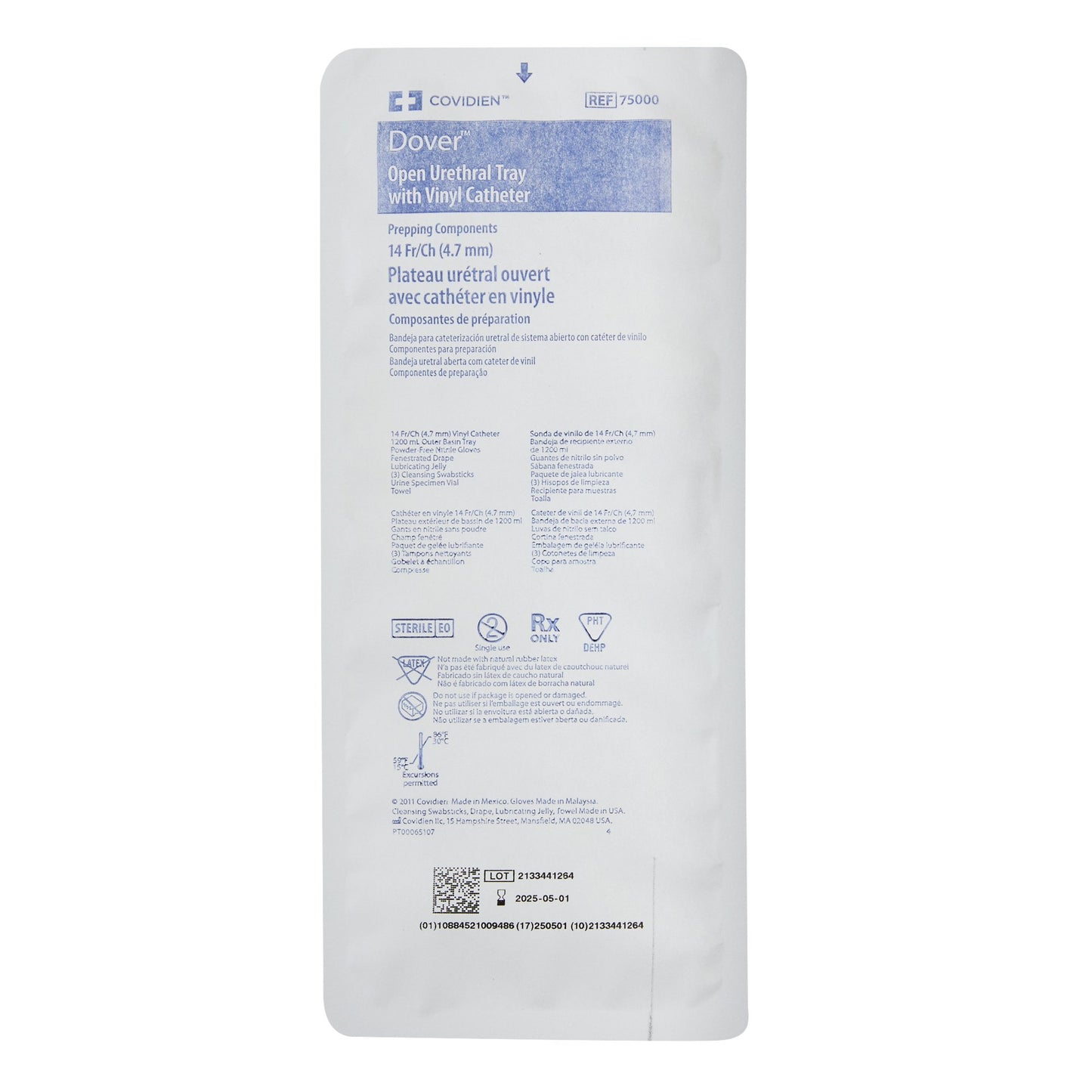 Dover™ Open Intermittent Urethral Catheter Tray, BZK