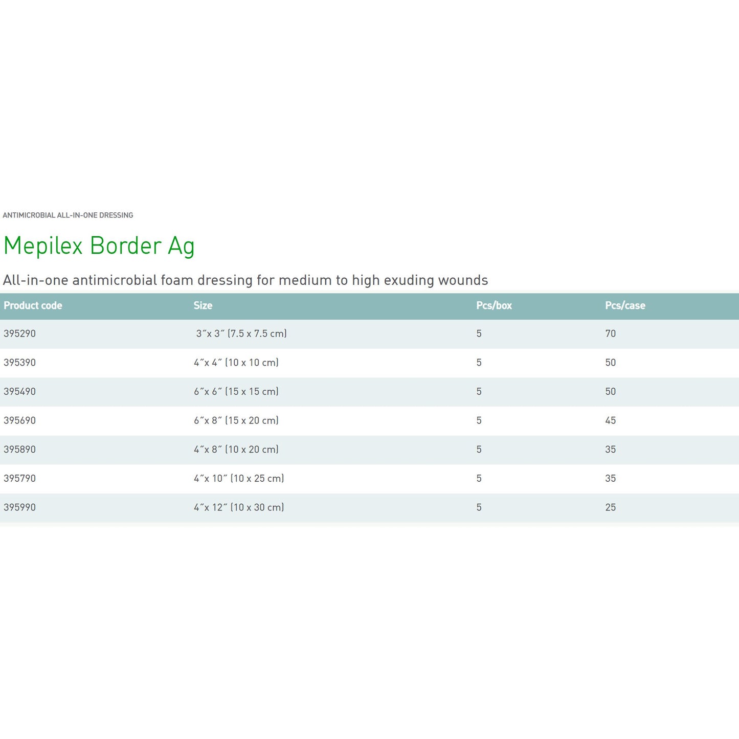 Mepilex® Border Ag Foam Dressing with Silver, 4 x 4 Inch