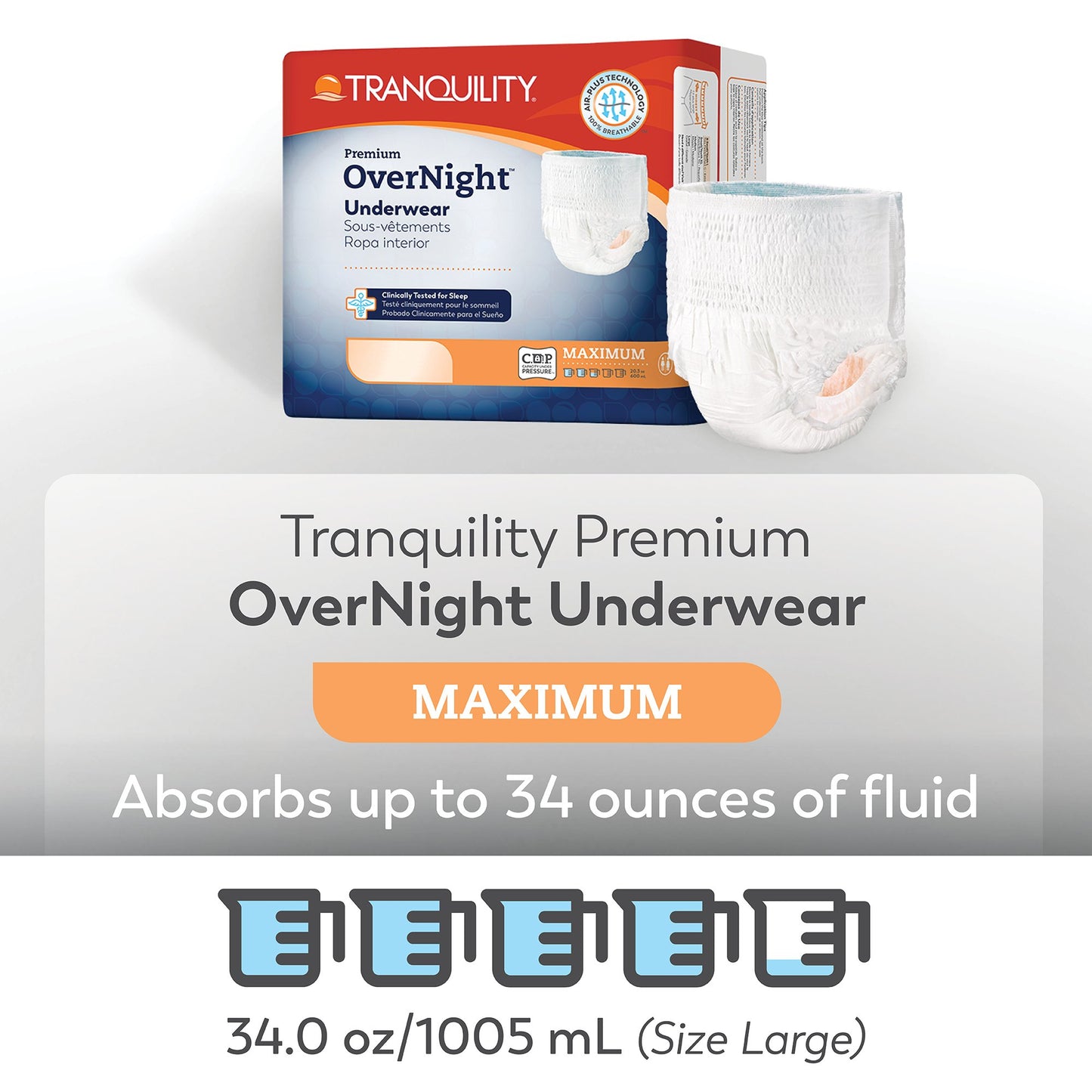Tranquility 2115 Premium OverNight Disposable Absorbent Underwear, Medium