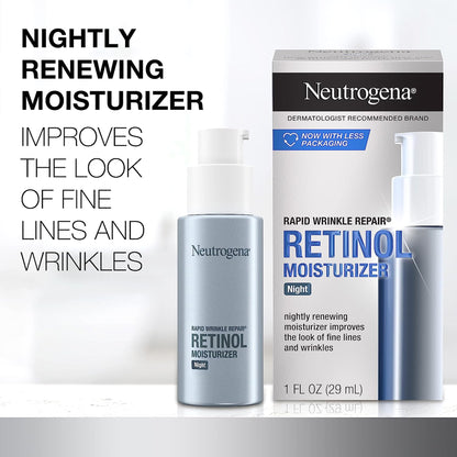Facial Moisturizer Neutrogena® Rapid Wrinkle Repair® Night 1 oz. Pump Bottle Unscented Lotion