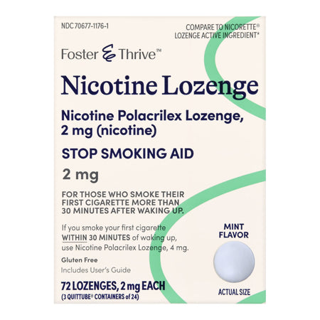 McKesson 70677117601 Foster & Thrive Nicotine Polacrilex Lozenges 2 mg Mint
