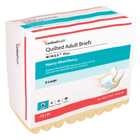 Cardinal 66035 Wings Plus Quilted Heavy Absorbency Incontinence Brief, Extra Large