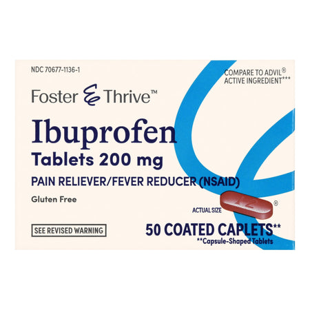 McKesson 70677113601 Foster & Thrive Ibuprofen 200 mg Coated Caplets