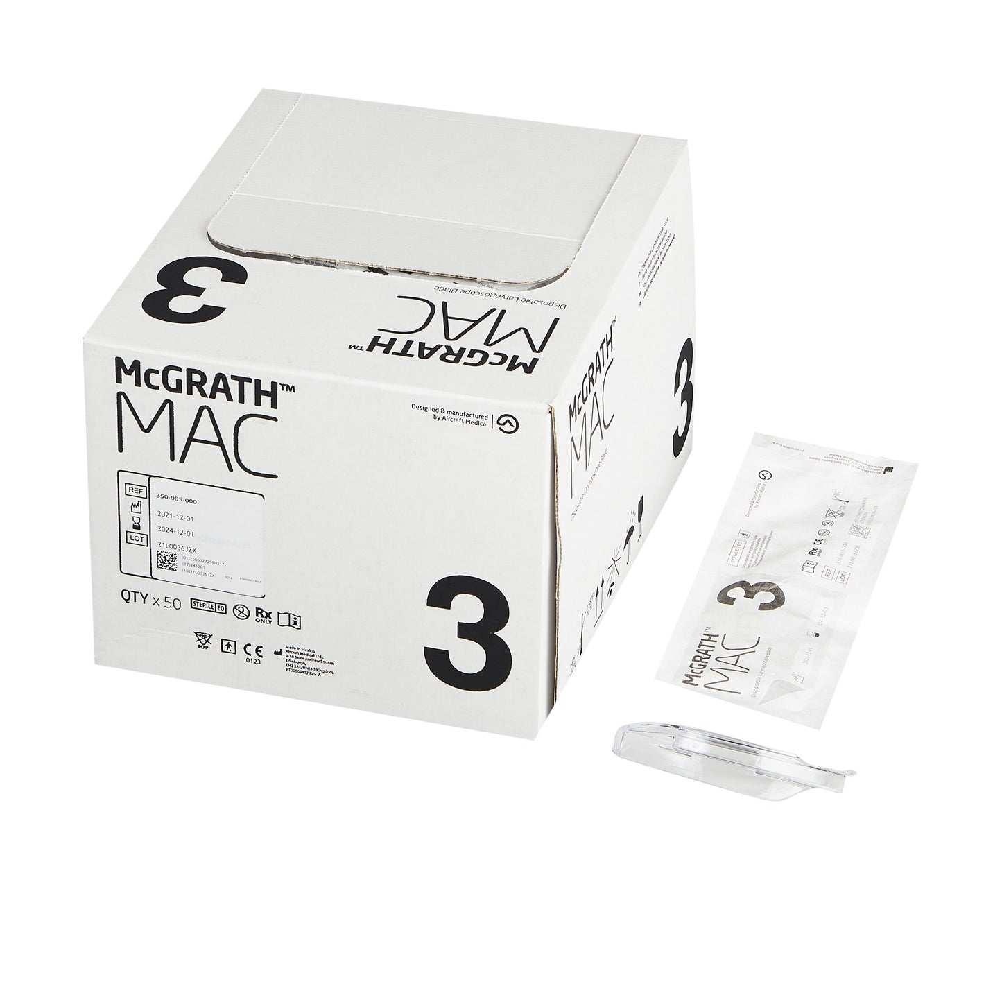 Video Laryngoscope Blade McGRATH™ Macintosh Type LED Light Adult Sterile