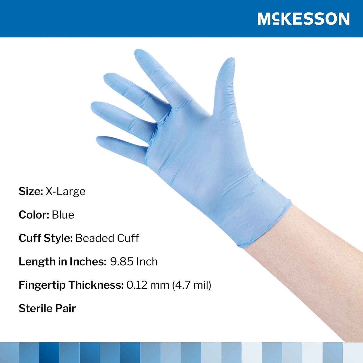 McKesson Confiderm® STR Nitrile Exam Glove, Extra Large, Blue