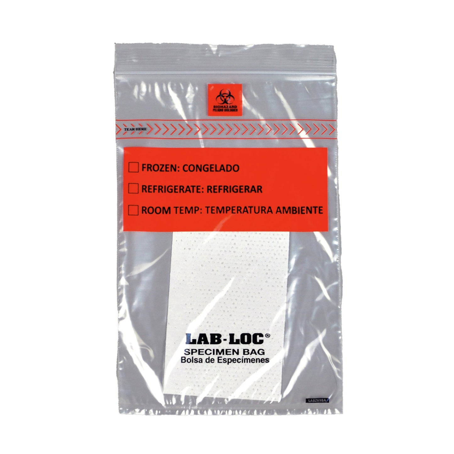 Lab-Loc® Specimen Transport Bag, Document Pouch, Absorbent Pad, Zip Close, 6 x 9