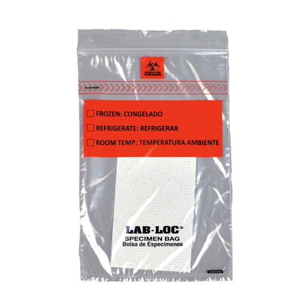 Elkay Plastics LABZ69BA Lab-Loc Specimen Transport Bag, Document Pouch, Absorbent Pad, Zip Close, 6 x 9
