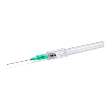 Peripheral IV Catheter McKesson 18 Gauge 1.16 Inch Polyurethane Straight Hub Blood Control Push Button Safety