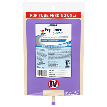Nestle Healthcare Nutrition 7.98717E+11 Peptamen Junior Pediatric Tube Feeding Formula, 1000 mL Bag