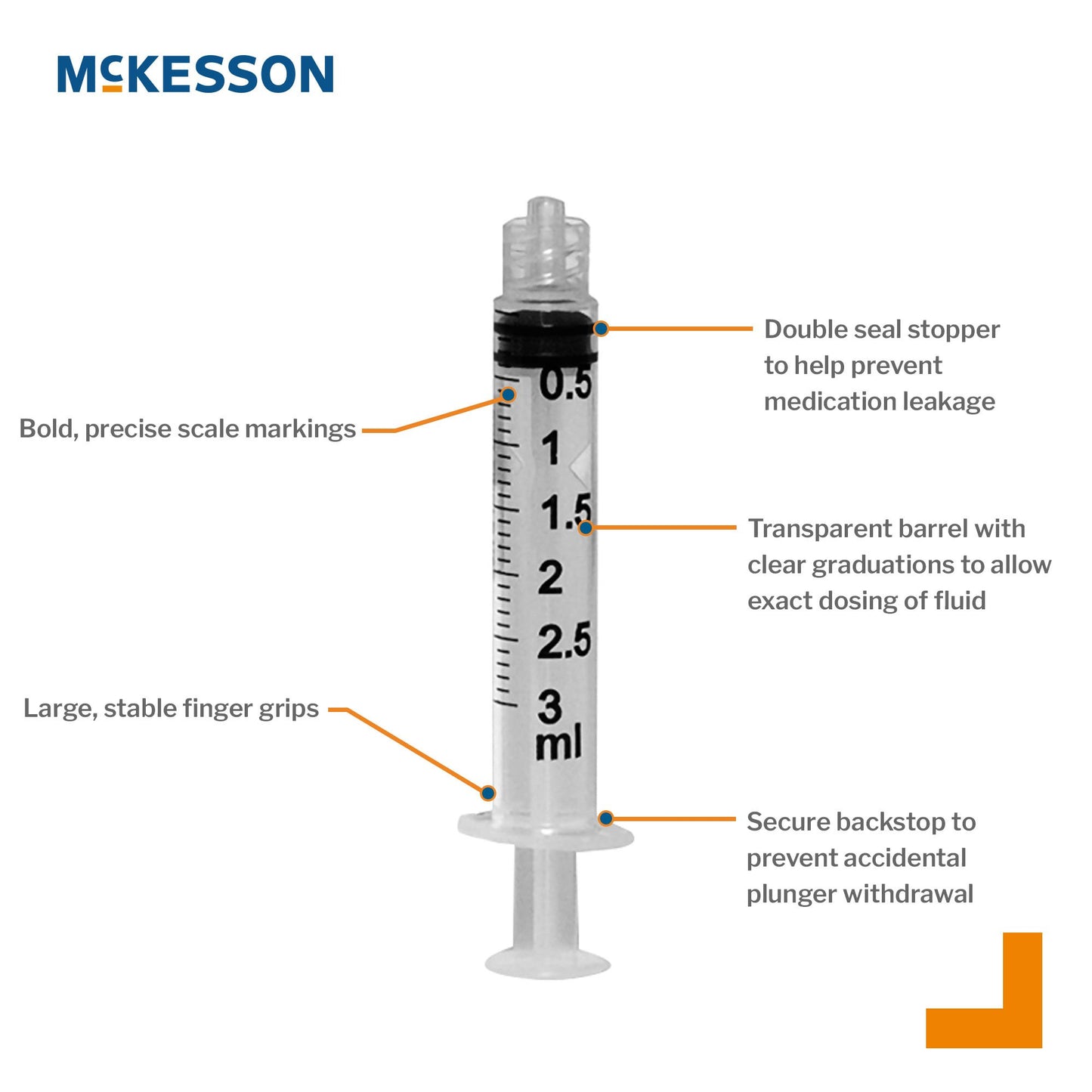 General Purpose Syringe McKesson 3 mL Luer Lock Tip Without Safety