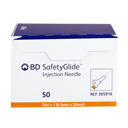 SafetyGlide™ Safety Hypodermic Needle, 25 Gauge, 1 Inch Length