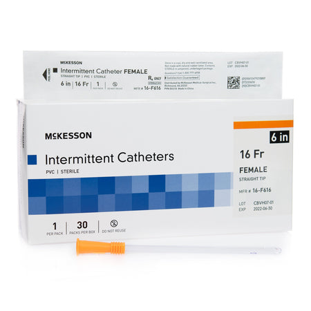 McKesson 16-F616 Urethral Catheter, 16 Fr., Female, Straight