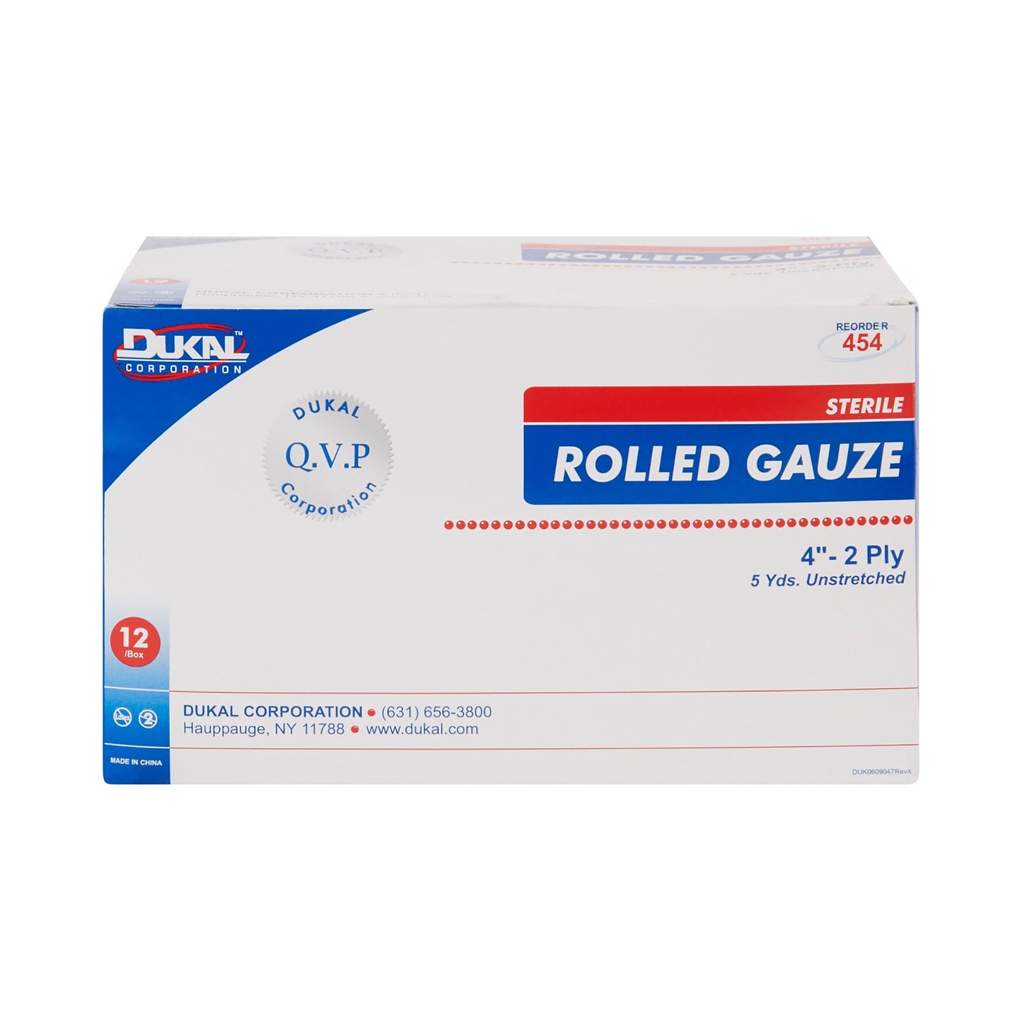 Dukal™ Sterile Fluff Bandage Roll, 4 Inch x 5 Yard, 2-Ply