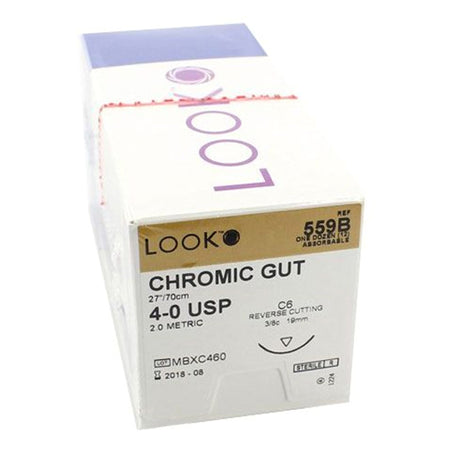 Surgical Specialties 289396 LOOK Chromic Gut Absorbable Suture with Needle, C6 Reverse Cutting
