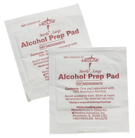 Alcohol Prep Pad Medline 70% Strength Isopropyl Alcohol Individual Packet Medium Sterile by Medline product image