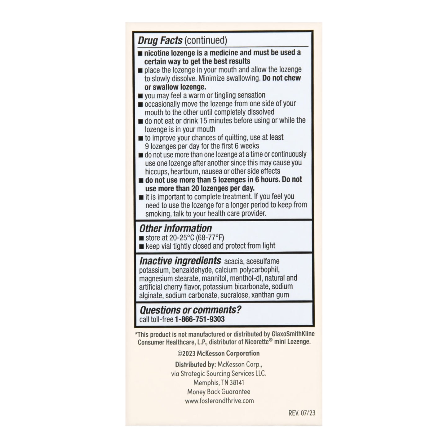 Foster & Thrive™ Mini Nicotine Polacrilex Lozenges 4 mg (Nicotine) Cherry Ice